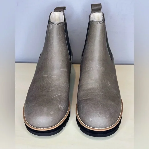 Eileen Fisher Women's Gray Leather Chelsea Wedge Fur Lined Bootie 8.5 - Picture 3 of 6